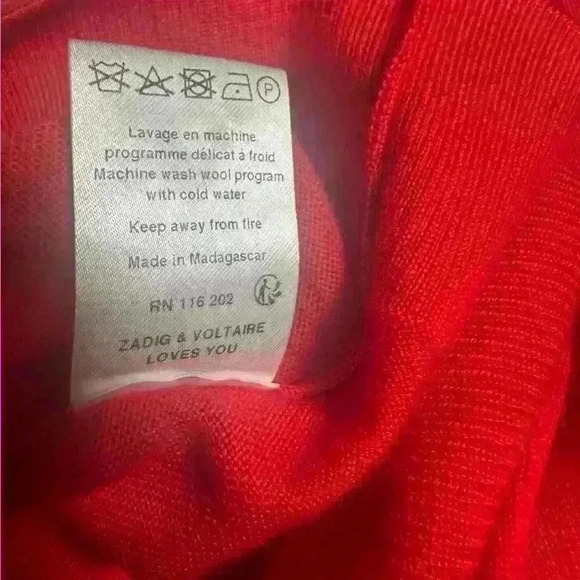 Zadig & Voltaire “Miss M- Love  Wool Sweater” Red Size XS Excellent Condition! - Picture 5 of 5